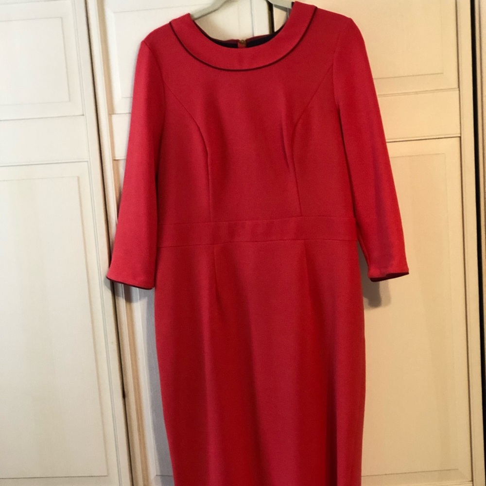 Boden dress. Coral with burgundy piping. 12L US